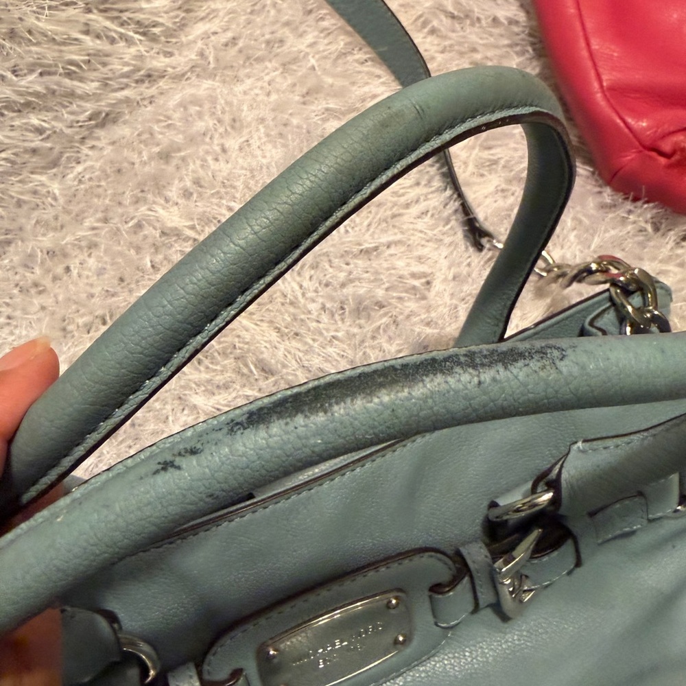 Michael Kors Hamilton Powder Blue Leather Top Handle Large Tote Bag - Picture 8 of 12